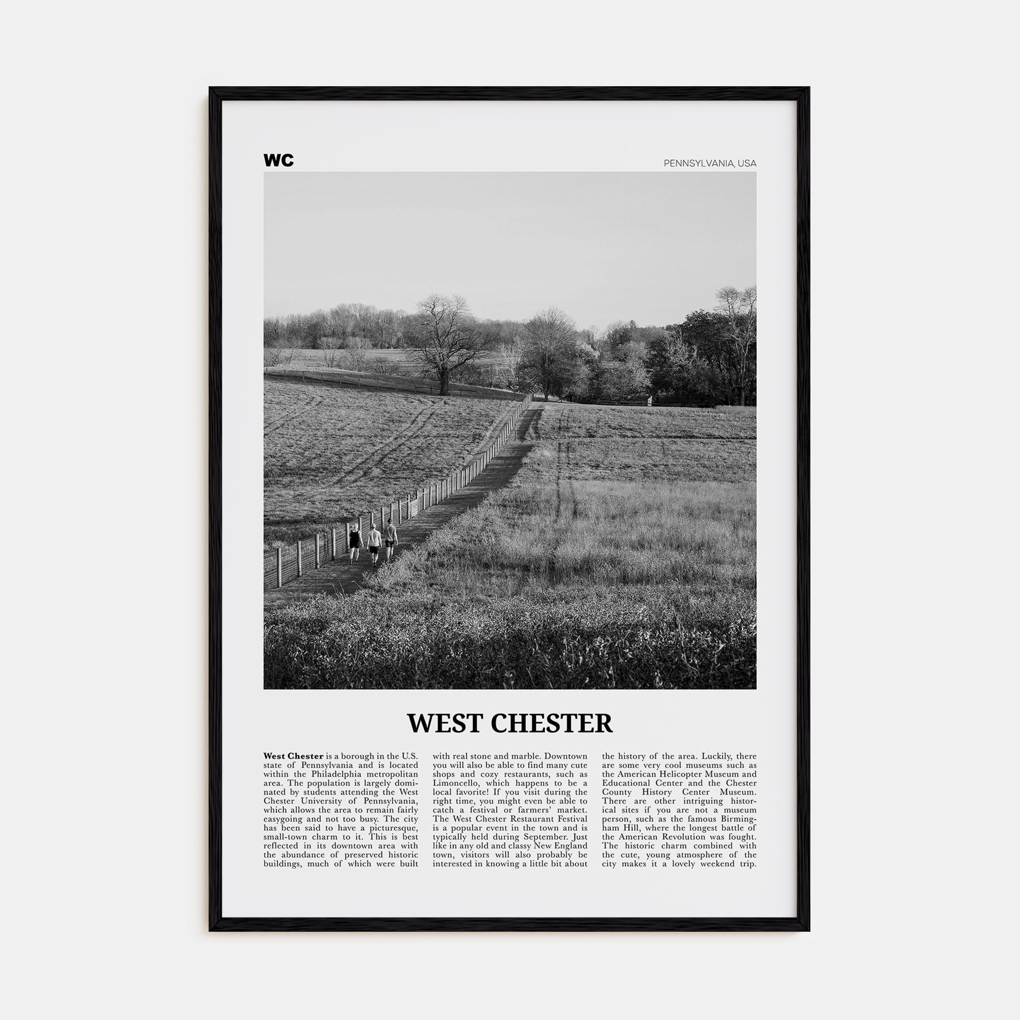 West Chester Travel B&W Poster