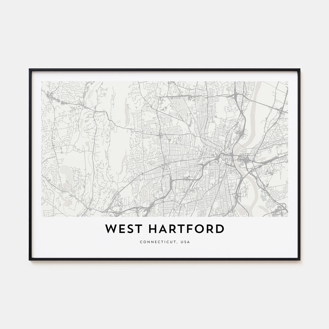 West Hartford Map Landscape Poster