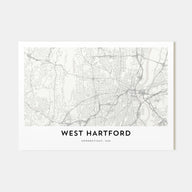 West Hartford Map Landscape Poster