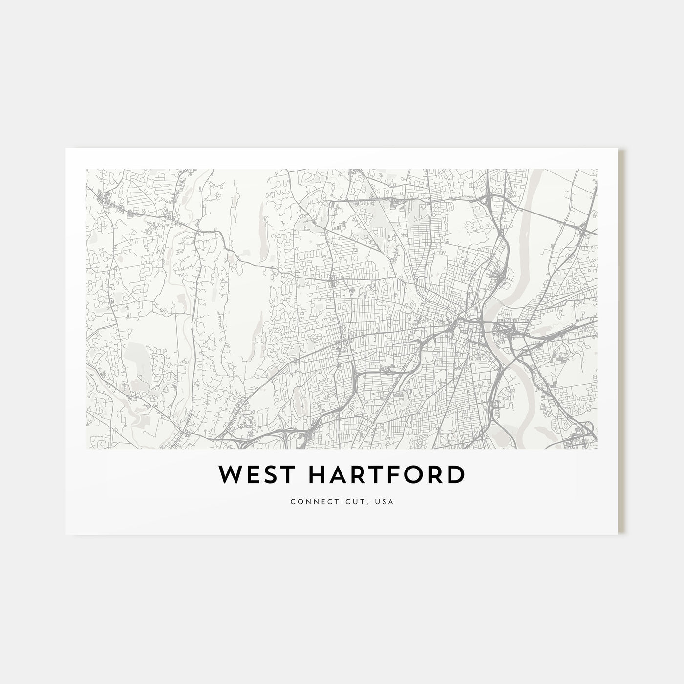 West Hartford Map Landscape Poster