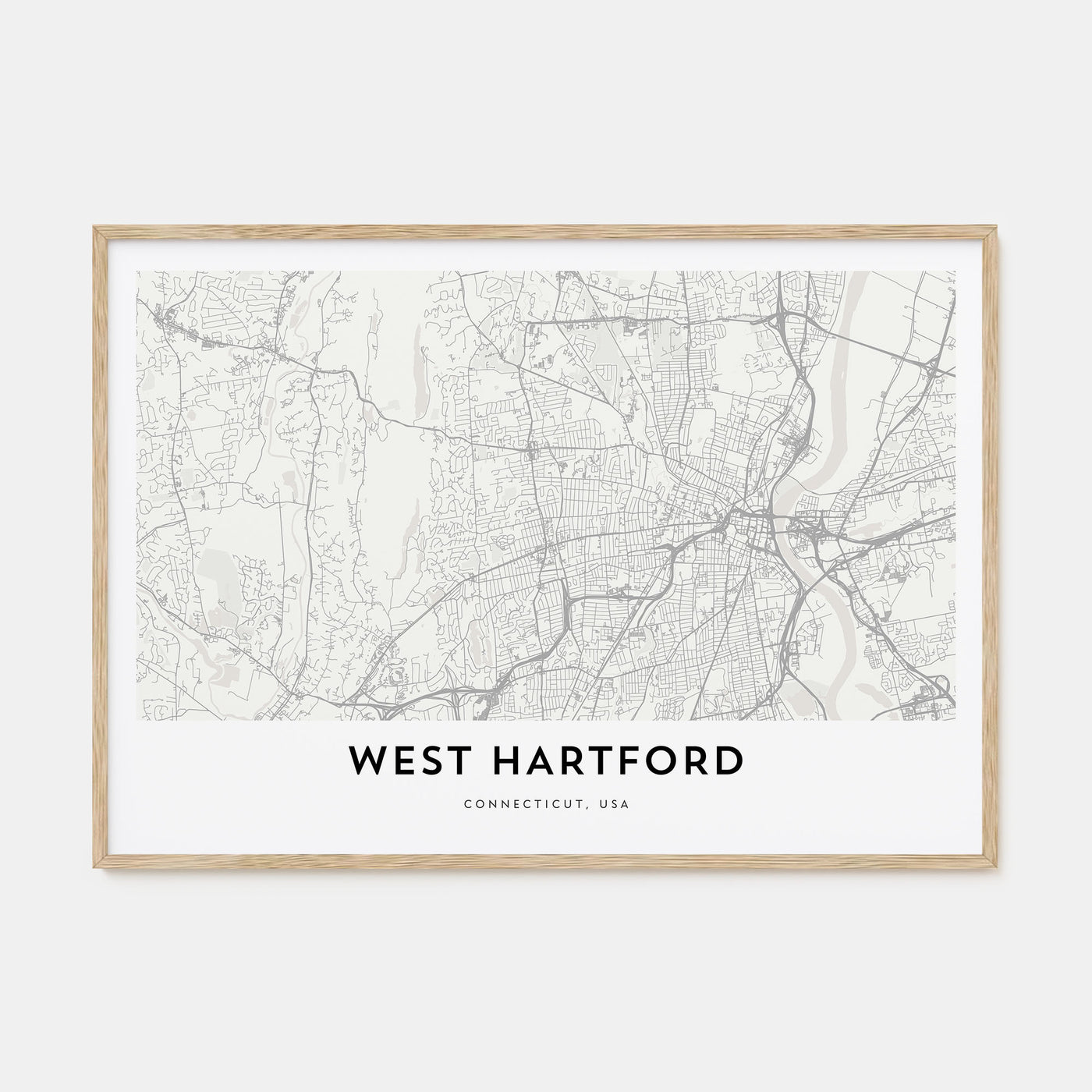 West Hartford Map Landscape Poster
