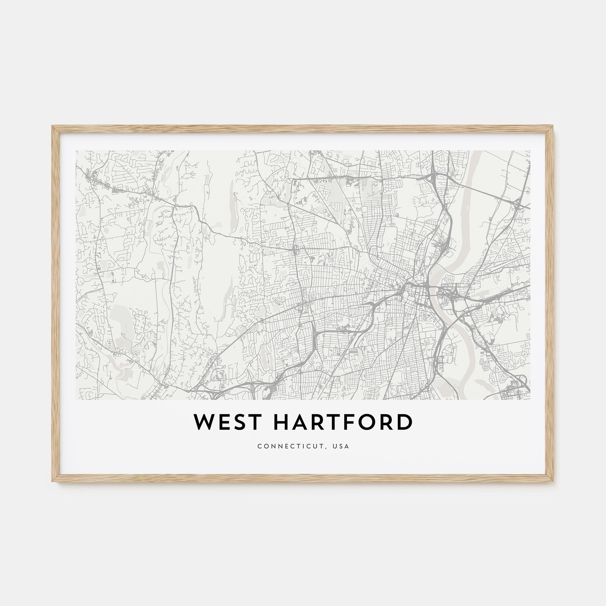 West Hartford Map Landscape Poster