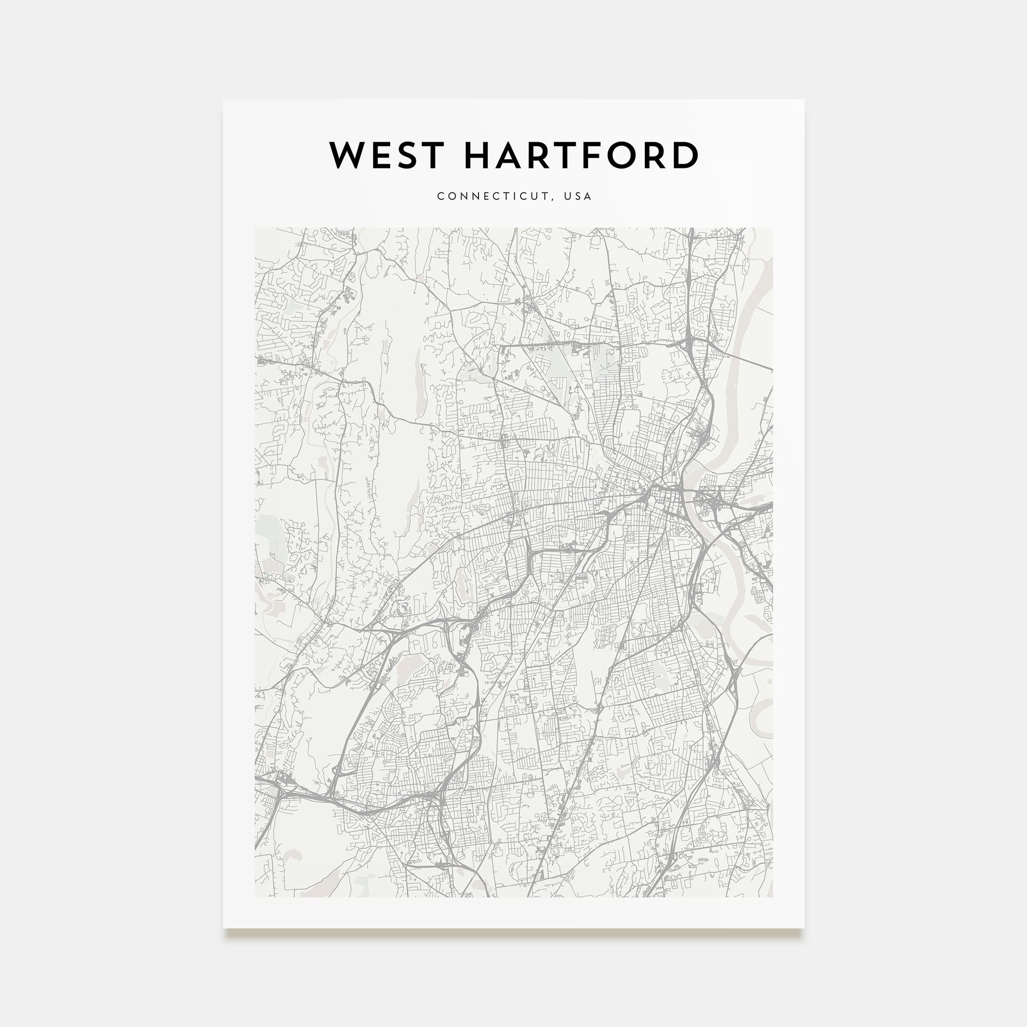 West Hartford Map Portrait Poster