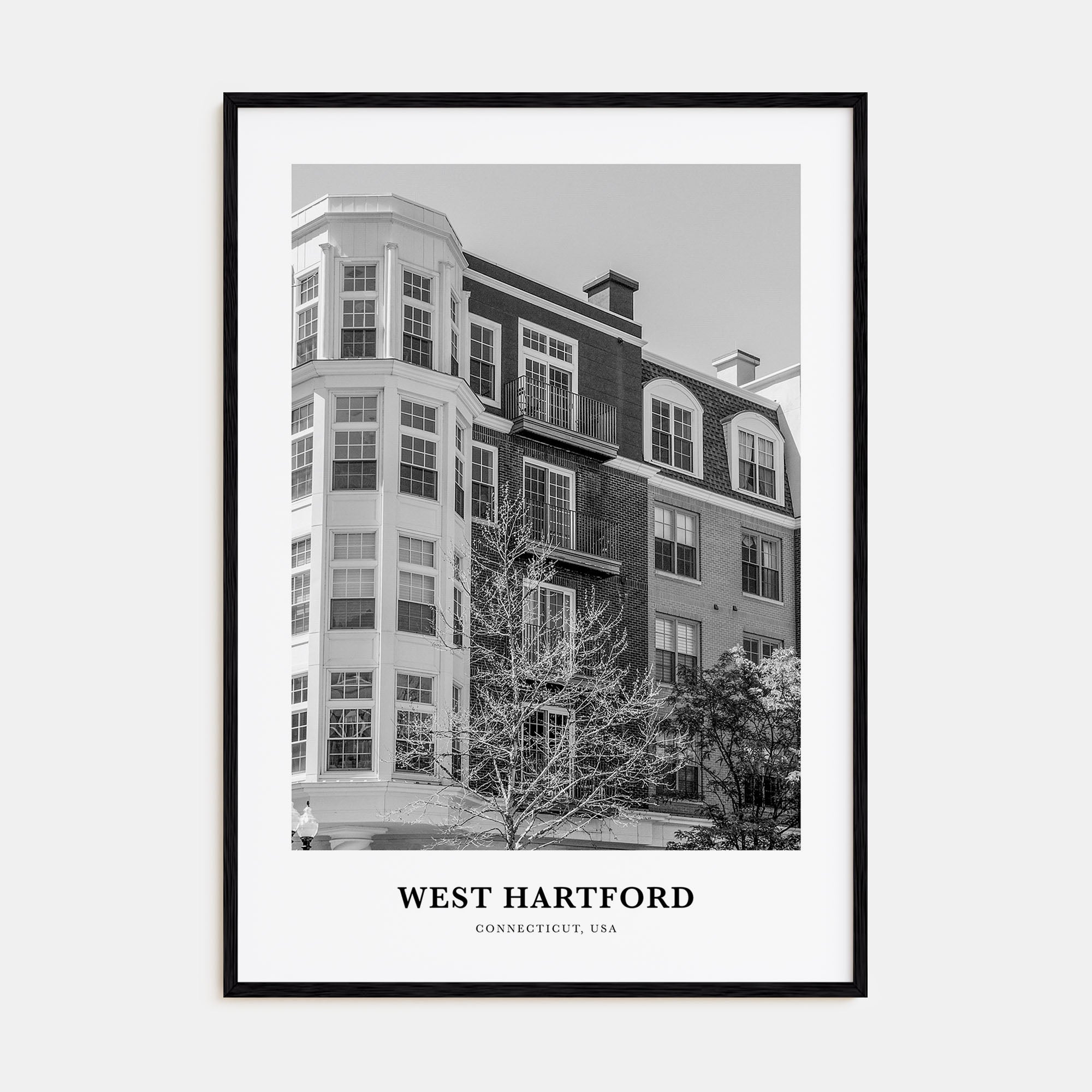 West Hartford Portrait B&W Poster