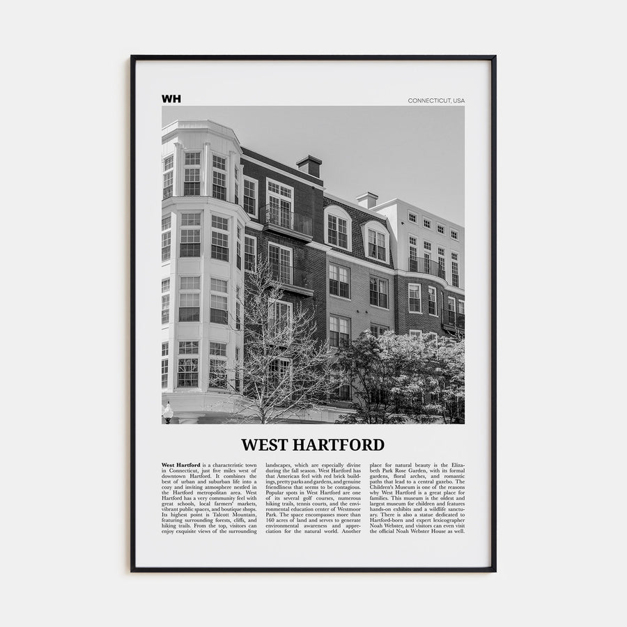 West Hartford Travel B&W Poster