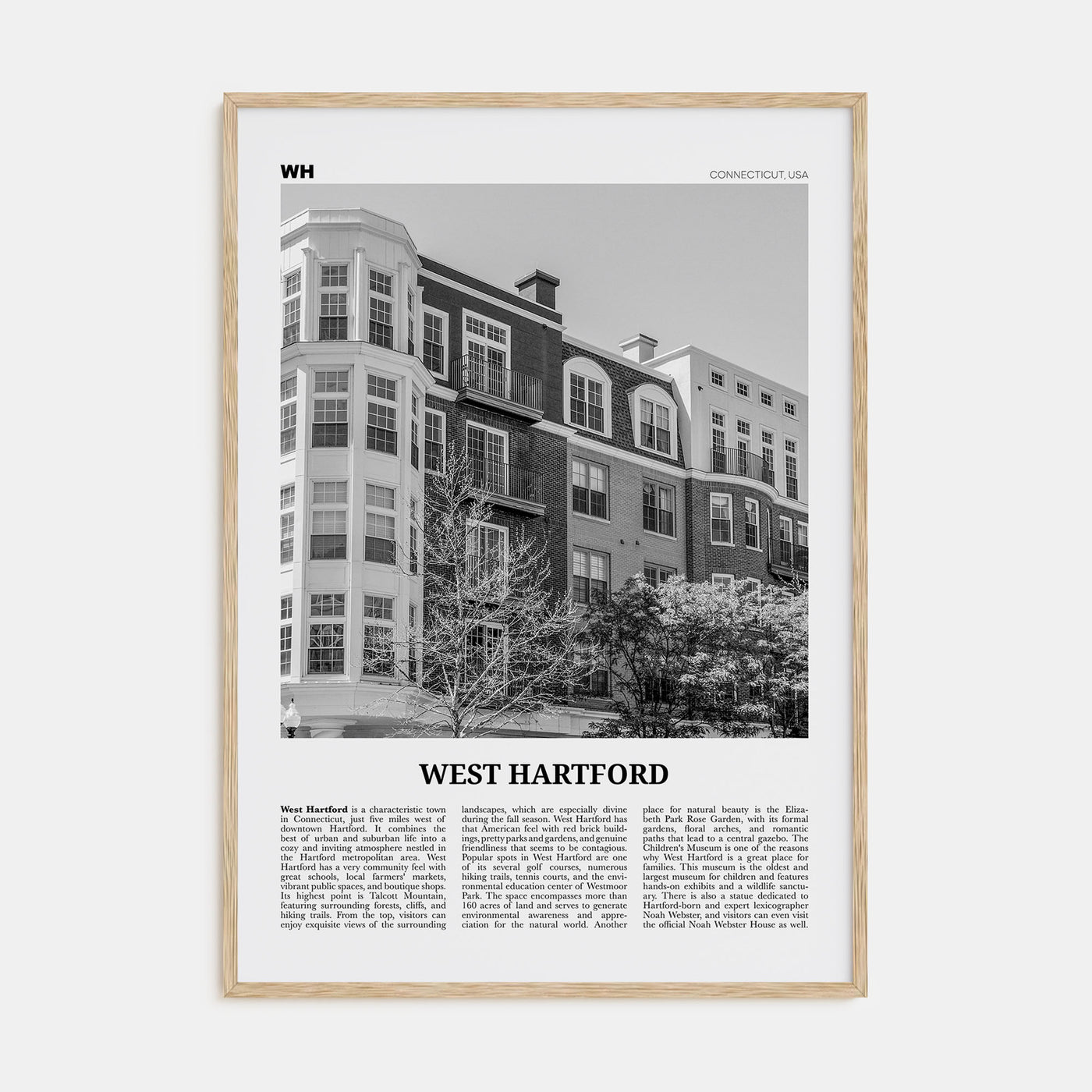 West Hartford Travel B&W Poster