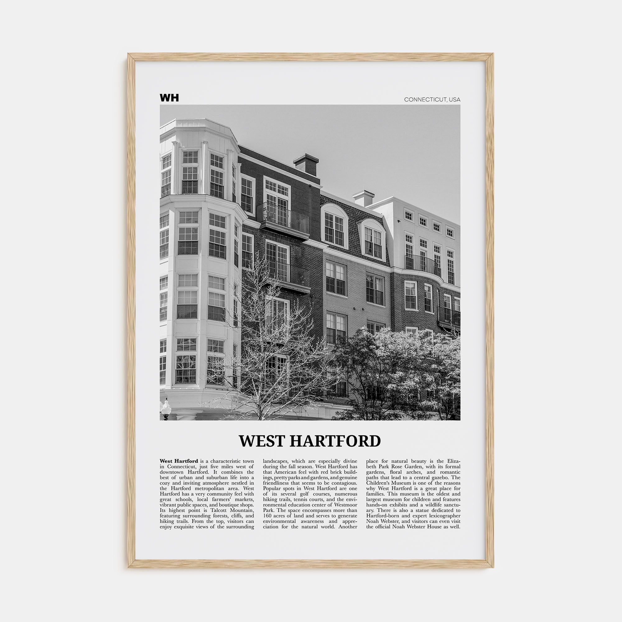 West Hartford Travel B&W Poster