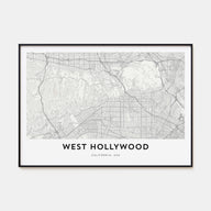West Hollywood Map Landscape Poster