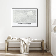 West Hollywood Map Landscape Poster