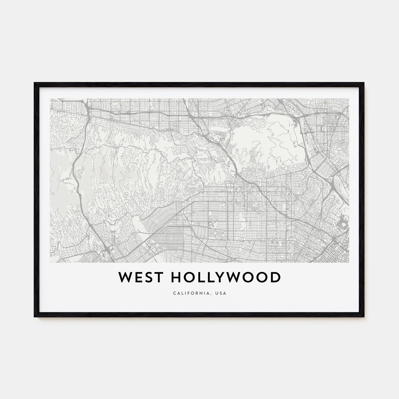 West Hollywood Map Landscape Poster