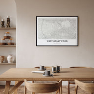 West Hollywood Map Landscape Poster