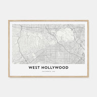 West Hollywood Map Landscape Poster