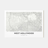 West Hollywood Map Landscape Poster