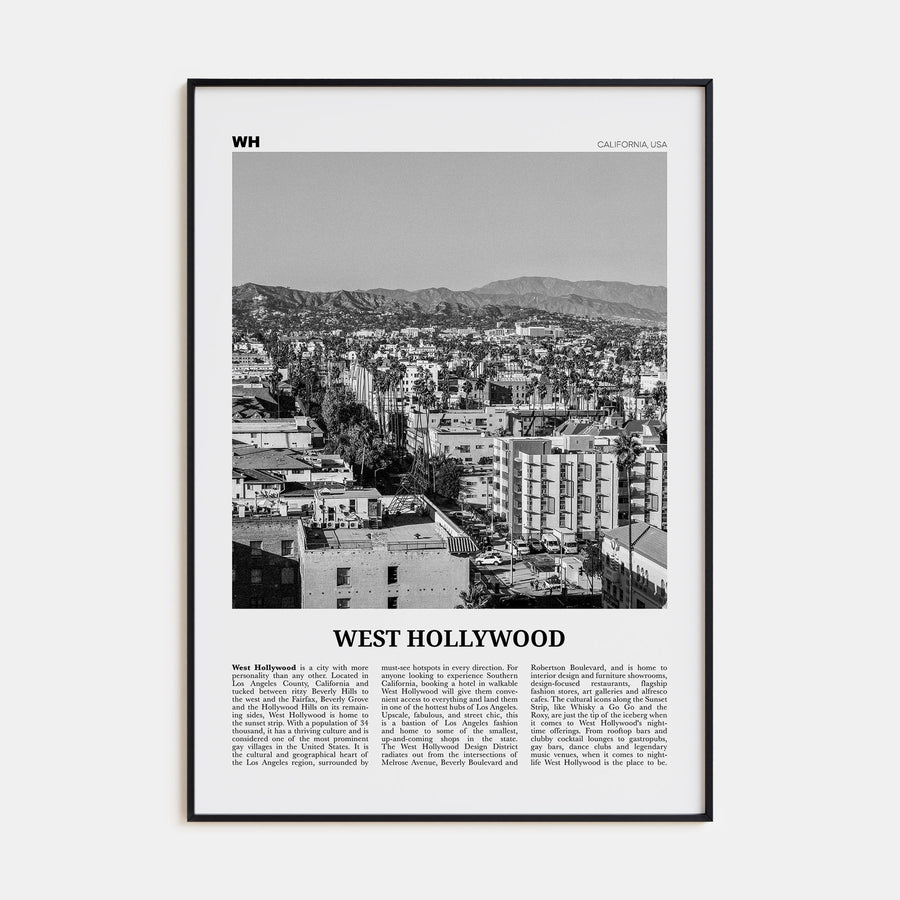 West Hollywood Travel B&W Poster