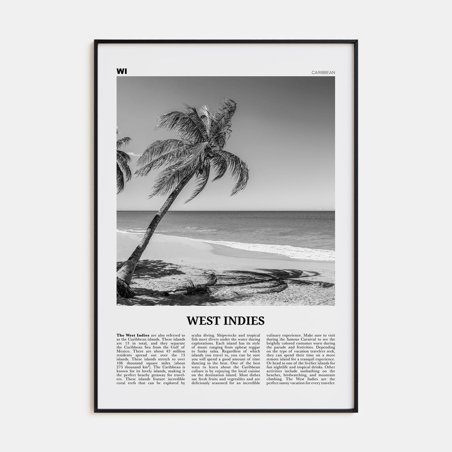 West Indies Travel B&W Poster