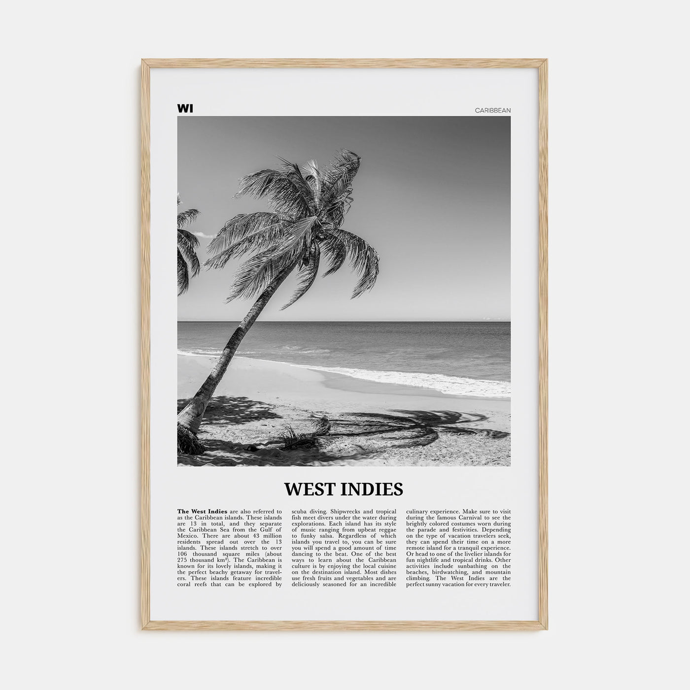 West Indies Travel B&W Poster