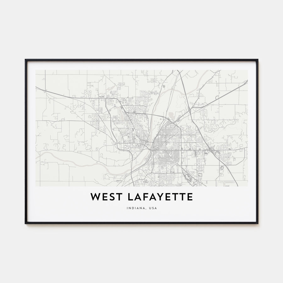 West Lafayette Map Landscape Poster