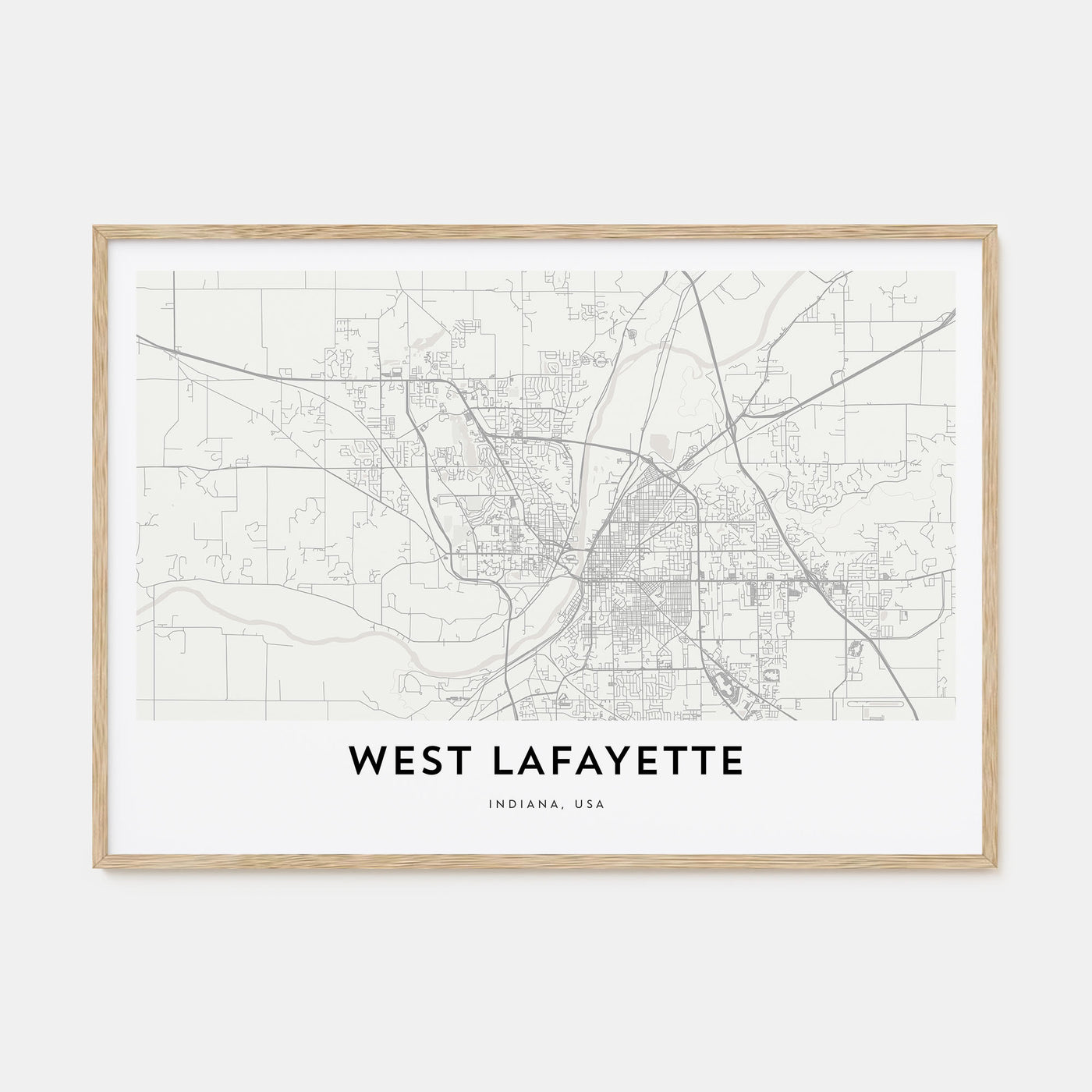 West Lafayette Map Landscape Poster