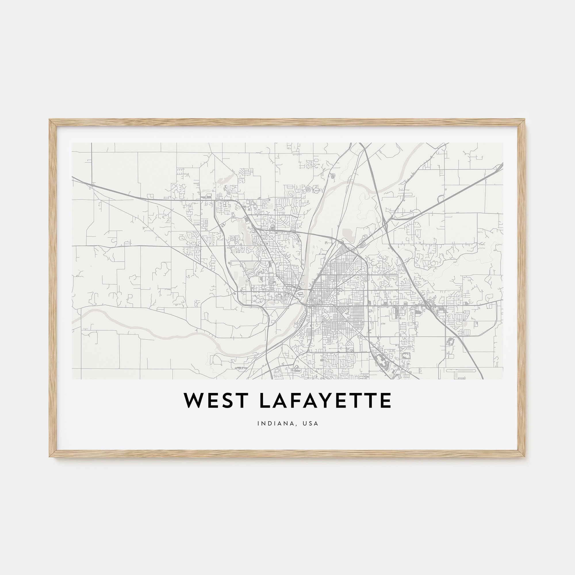 West Lafayette Map Landscape Poster