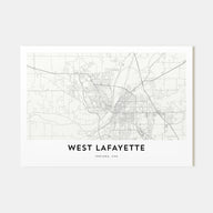 West Lafayette Map Landscape Poster