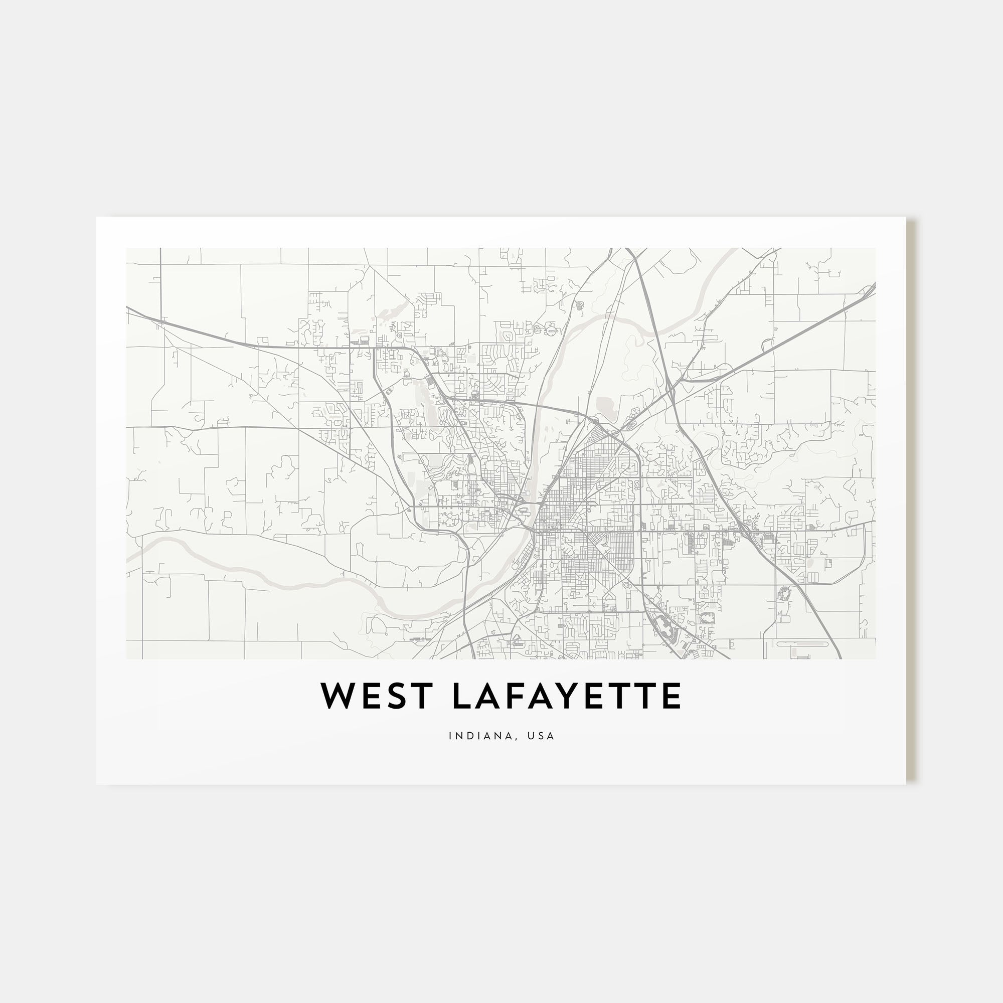 West Lafayette Map Landscape Poster