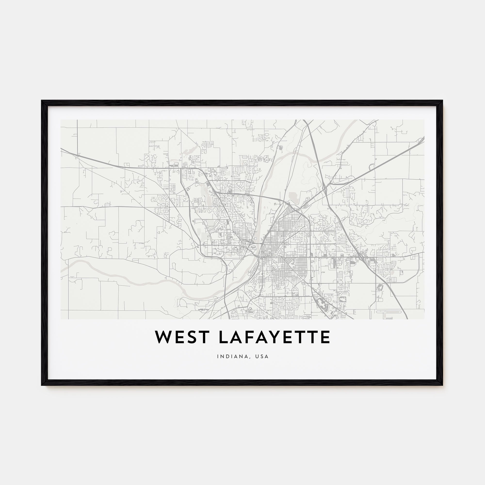 West Lafayette Map Landscape Poster