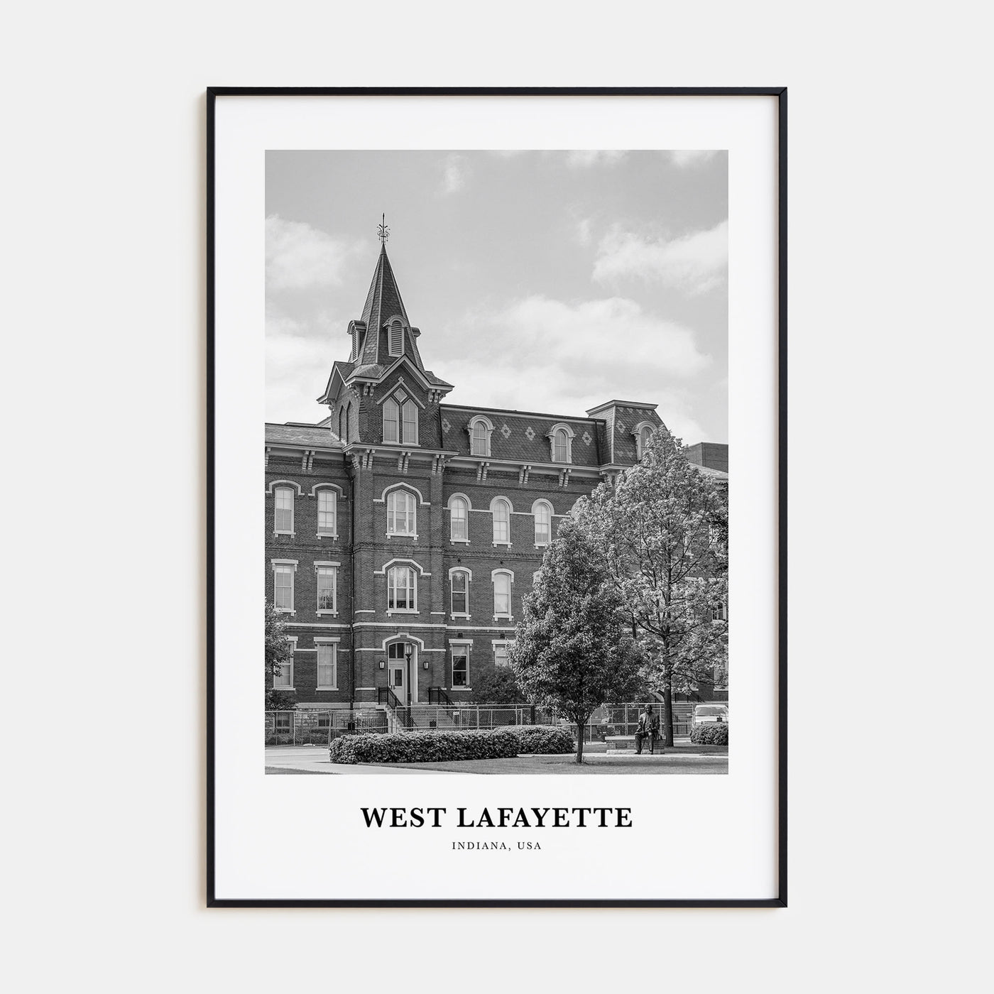 West Lafayette Portrait B&W Poster