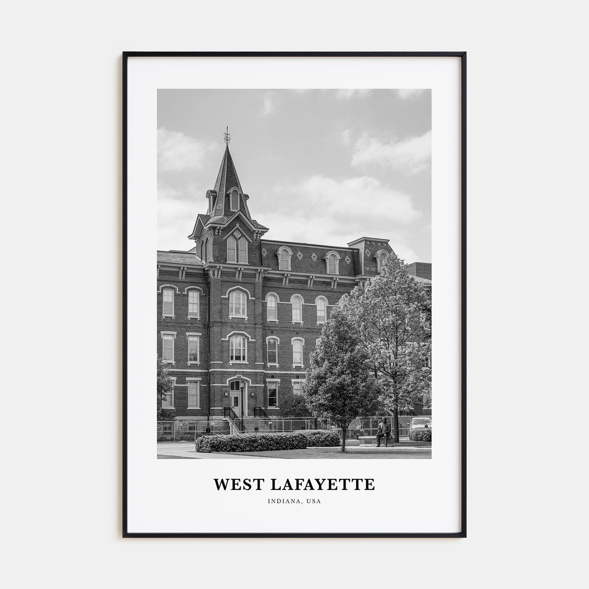 West Lafayette Portrait B&W Poster