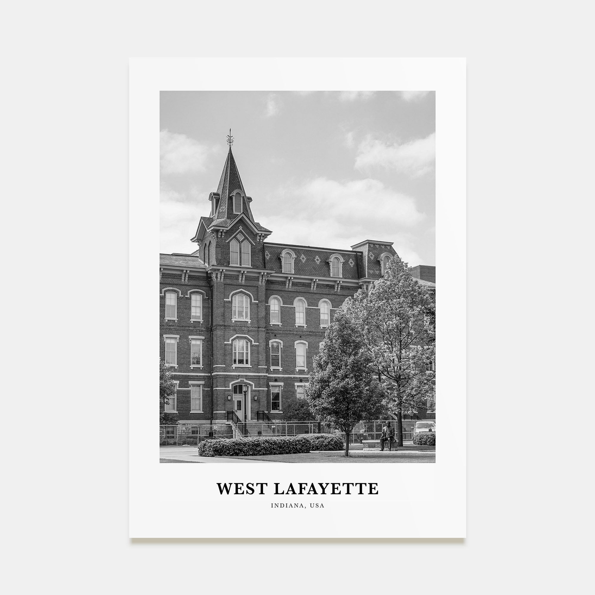 West Lafayette Portrait B&W Poster