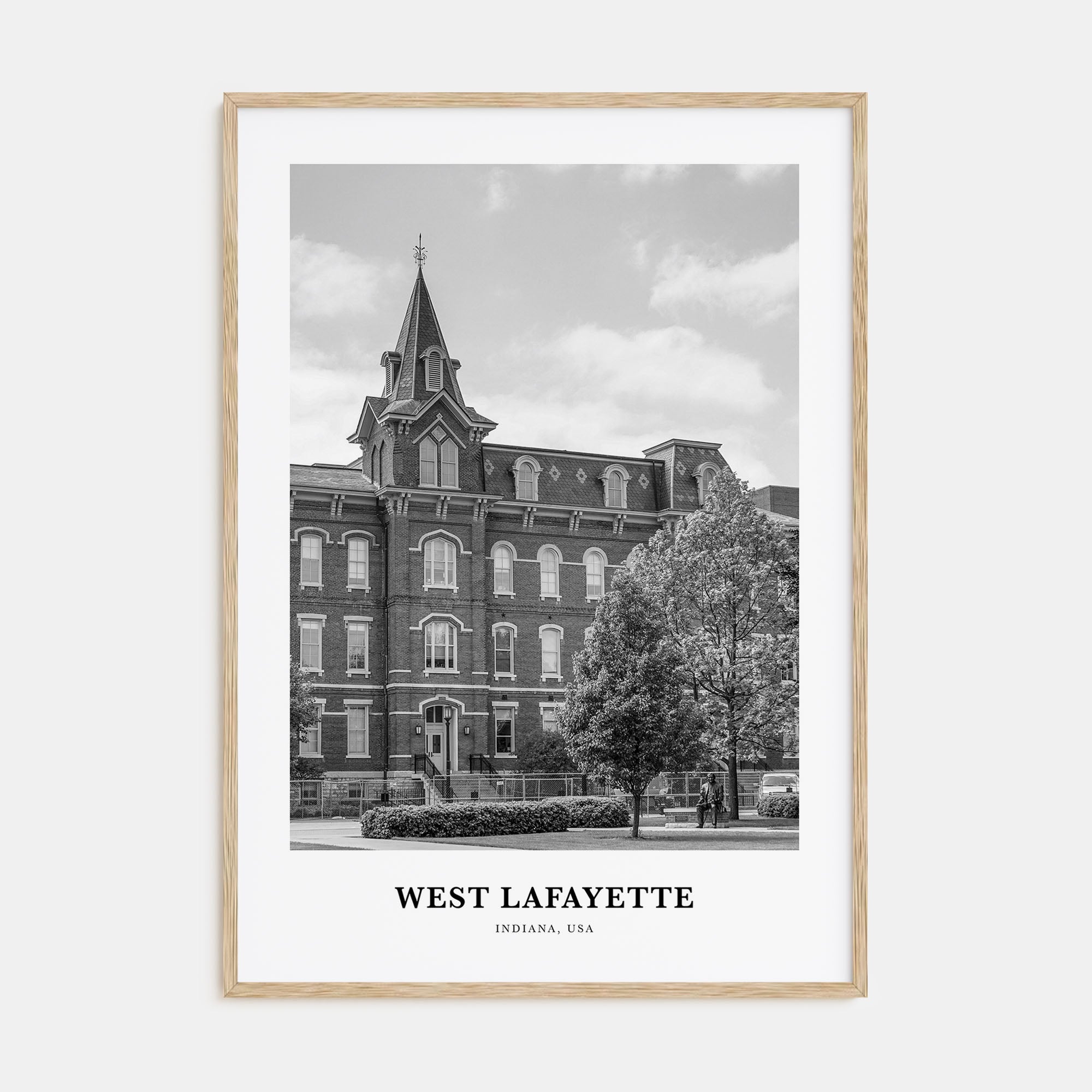 West Lafayette Portrait B&W Poster