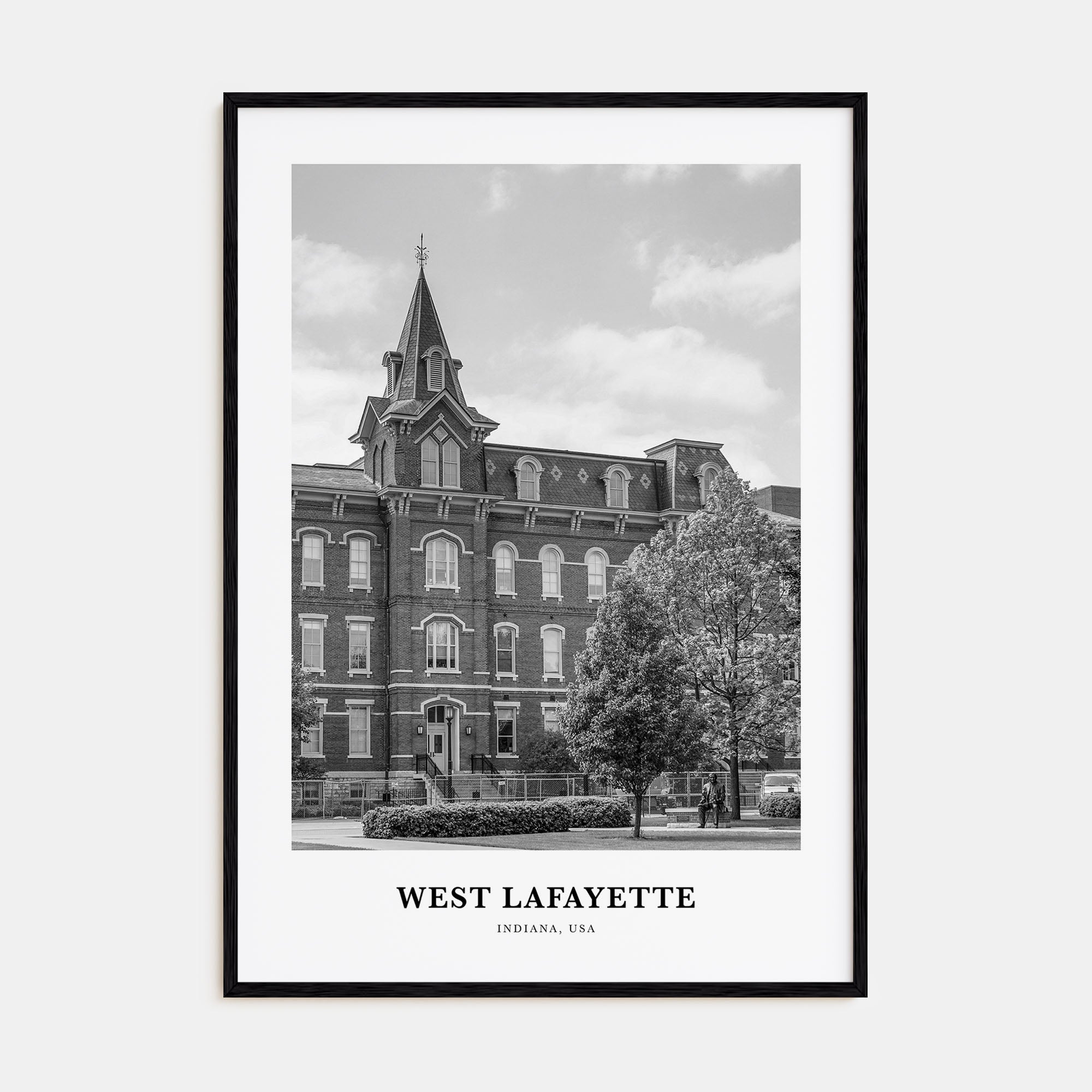 West Lafayette Portrait B&W Poster