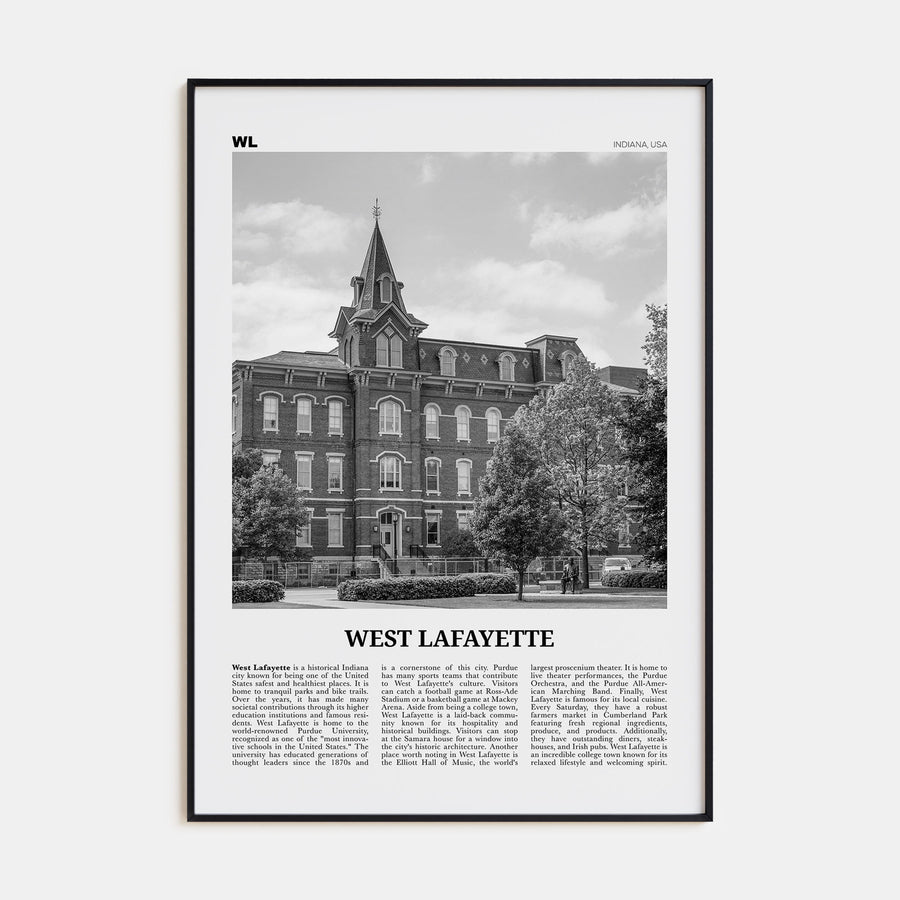West Lafayette Travel B&W Poster