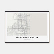 West Palm Beach Map Landscape Poster
