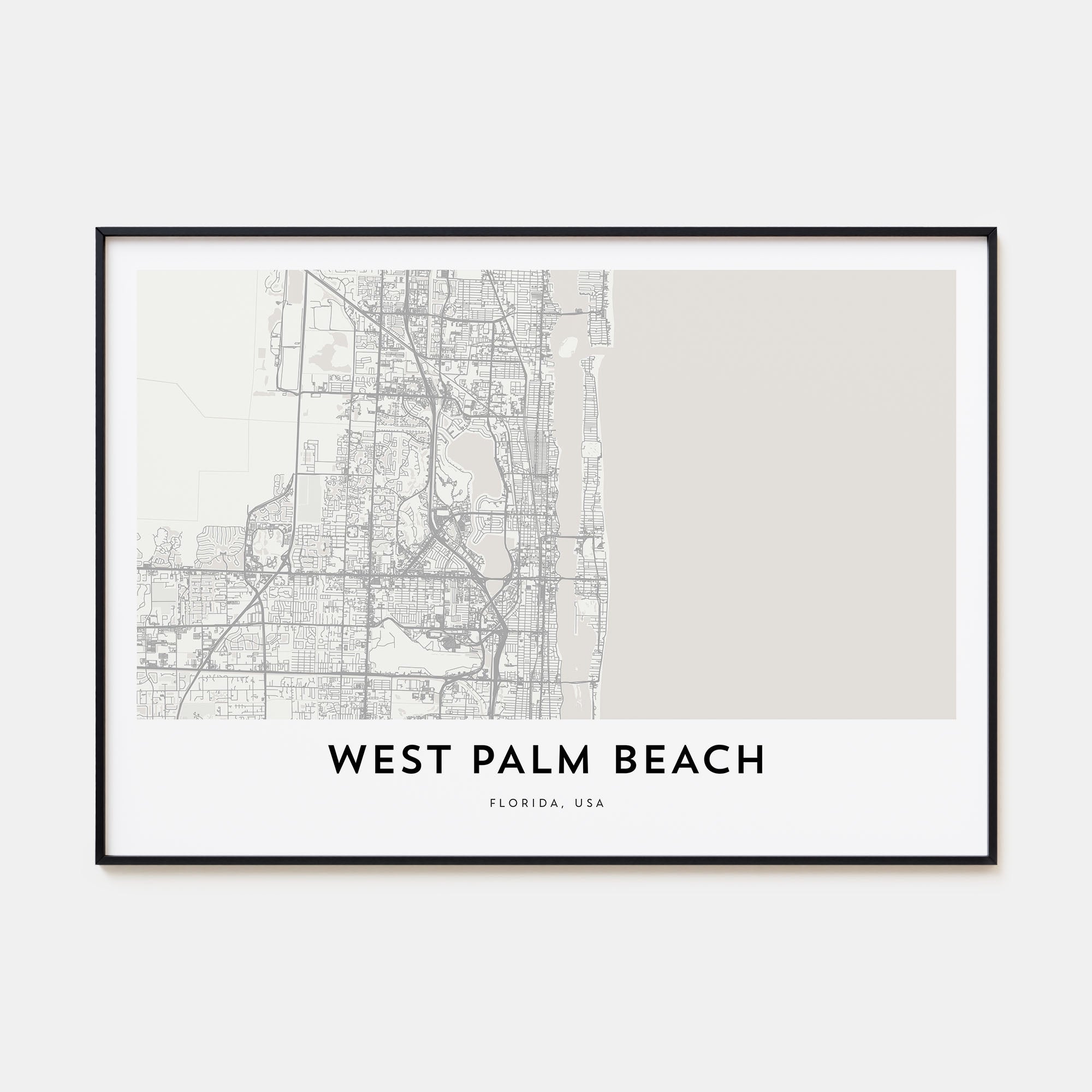 West Palm Beach Map Landscape Poster