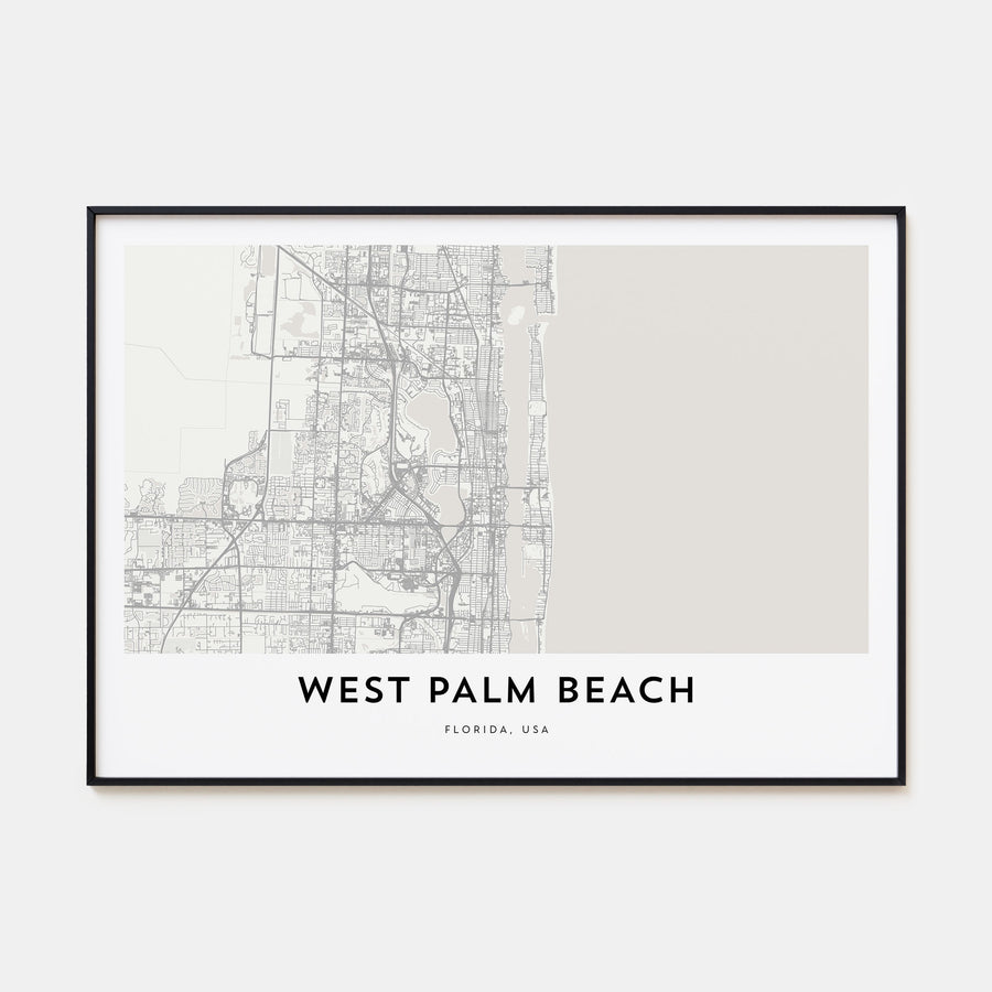 West Palm Beach Map Landscape Poster