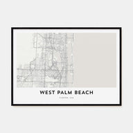 West Palm Beach Map Landscape Poster