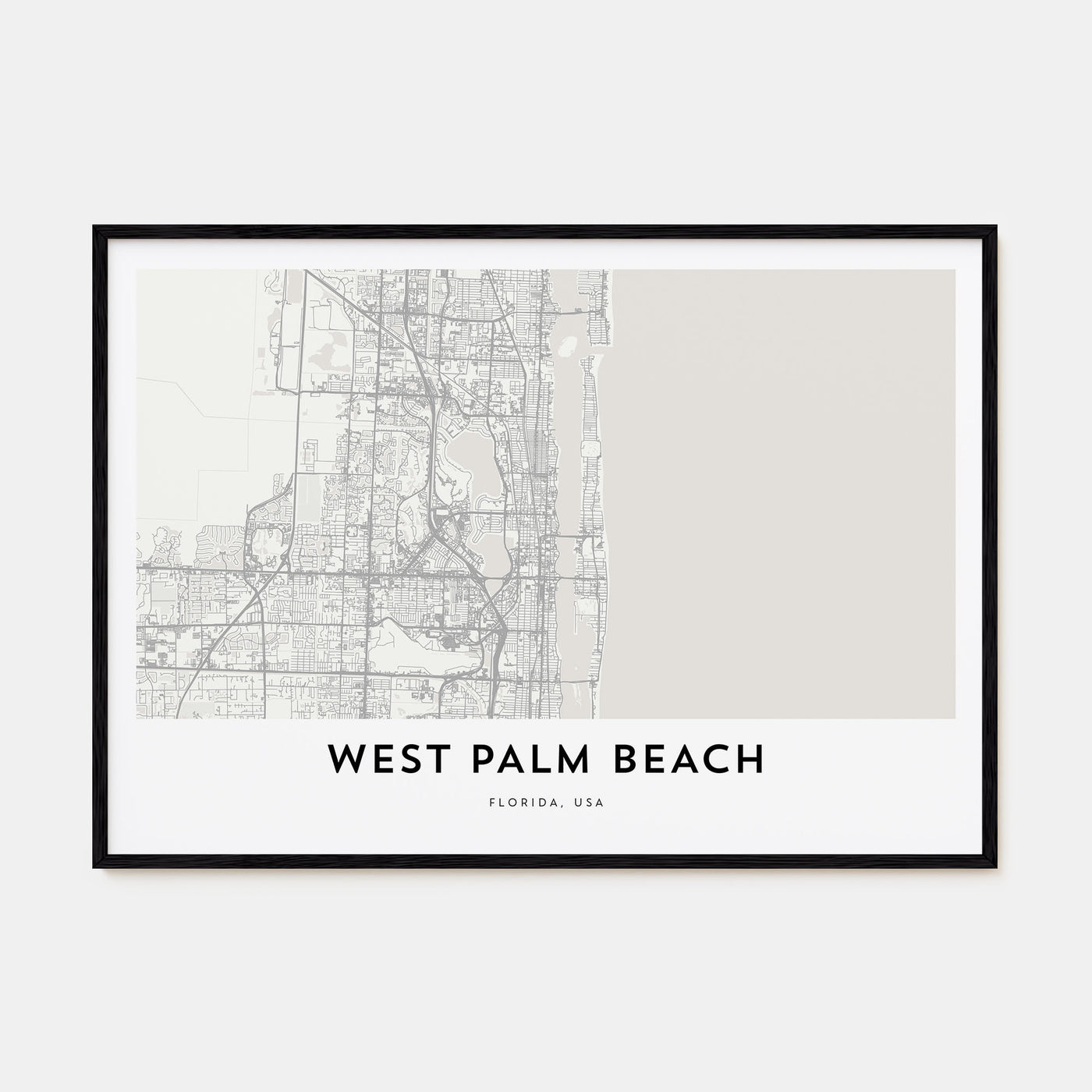 West Palm Beach Map Landscape Poster