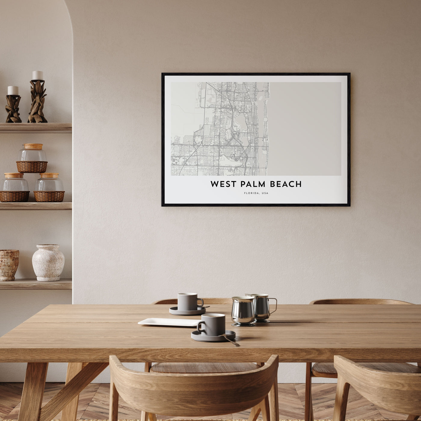 West Palm Beach Map Landscape Poster