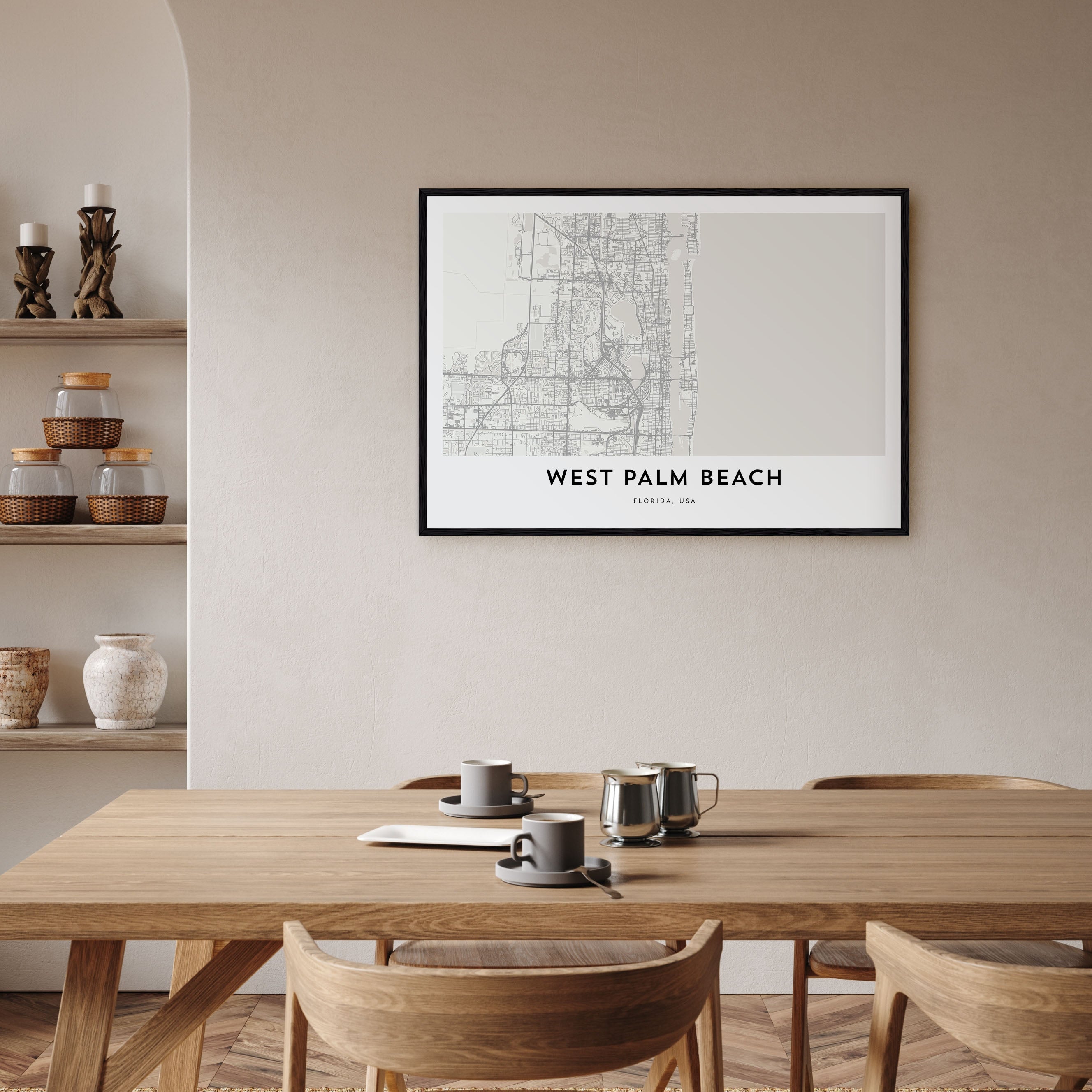 West Palm Beach Map Landscape Poster