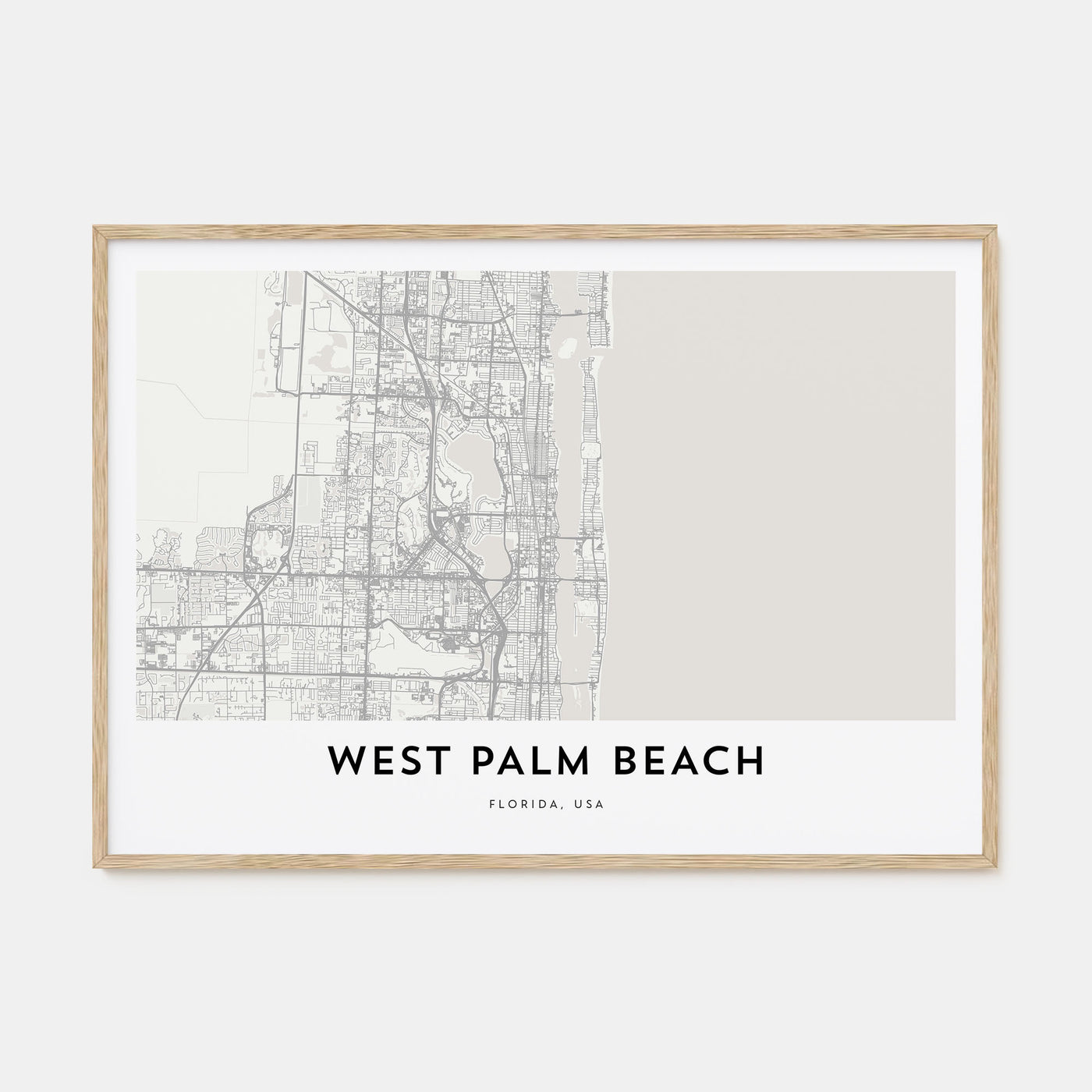 West Palm Beach Map Landscape Poster
