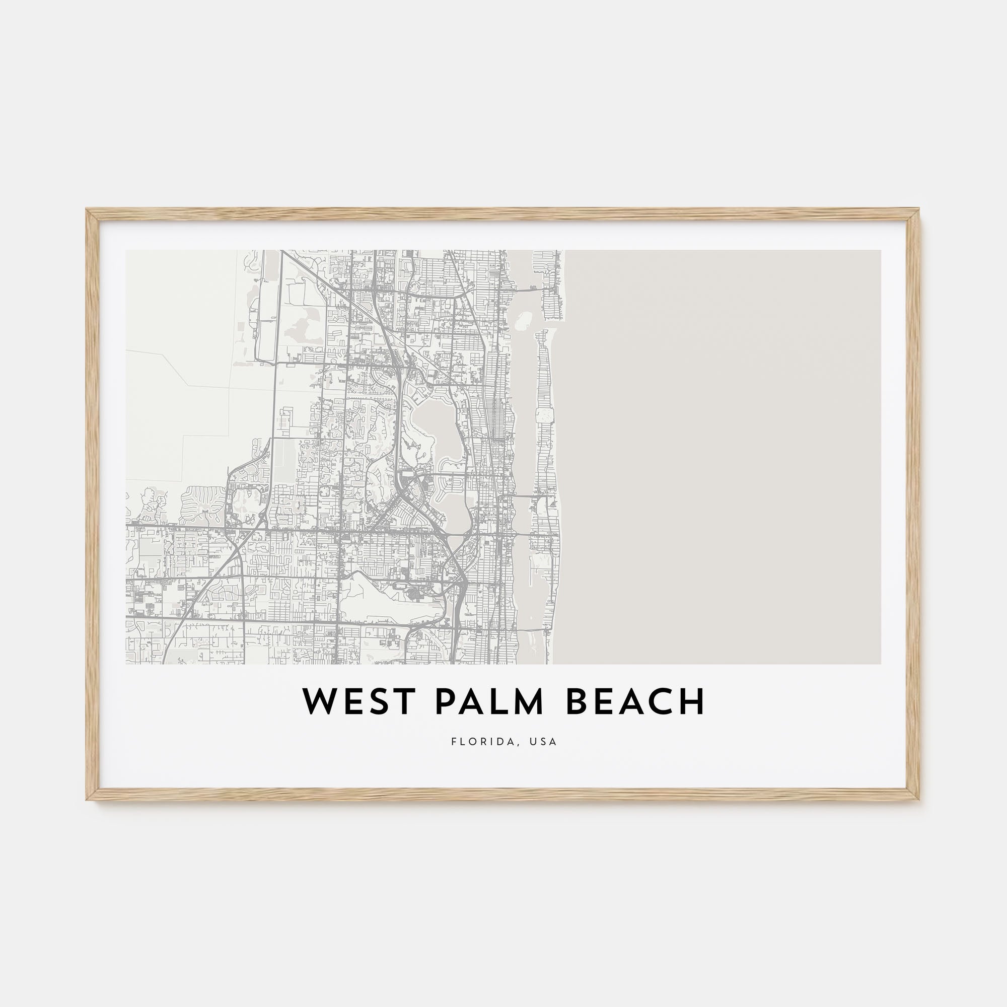 West Palm Beach Map Landscape Poster
