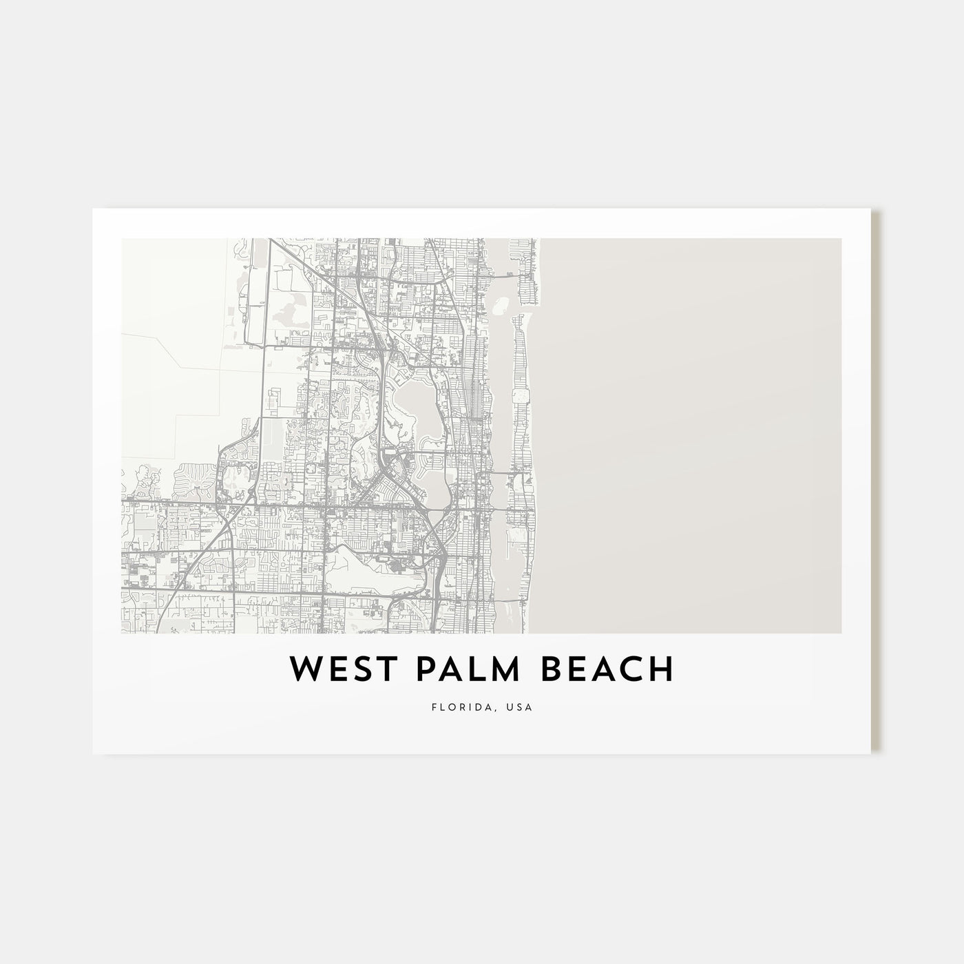 West Palm Beach Map Landscape Poster