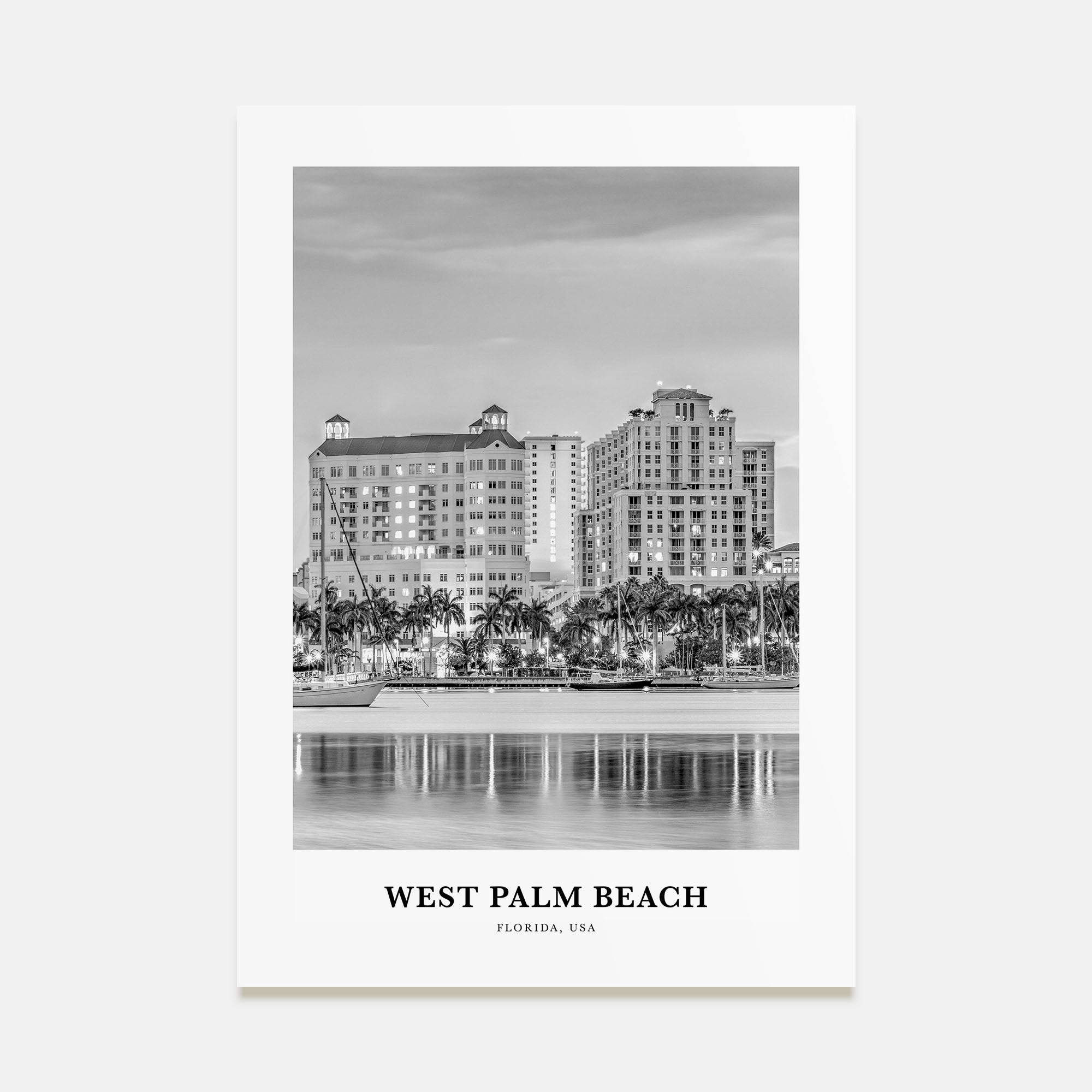 West Palm Beach Portrait B&W No 2 Poster