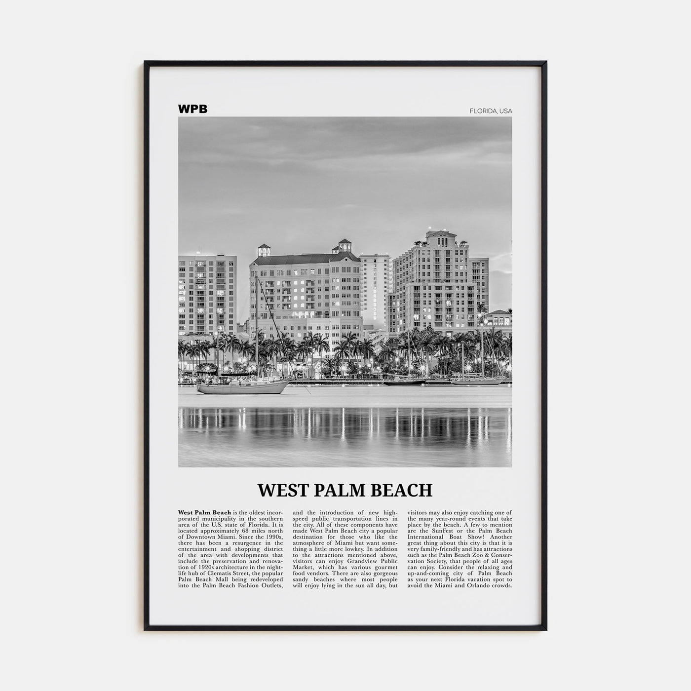 West Palm Beach Travel B&W No 2 Poster