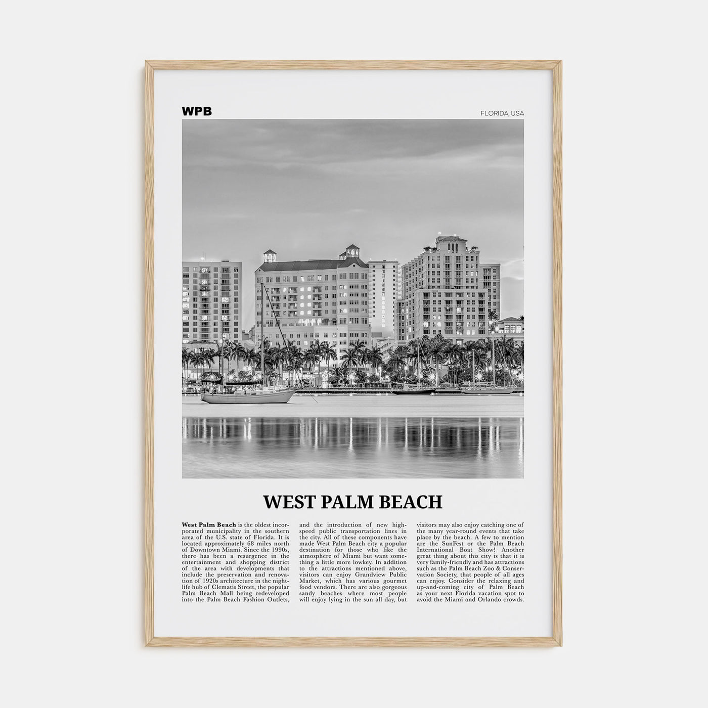 West Palm Beach Travel B&W No 2 Poster