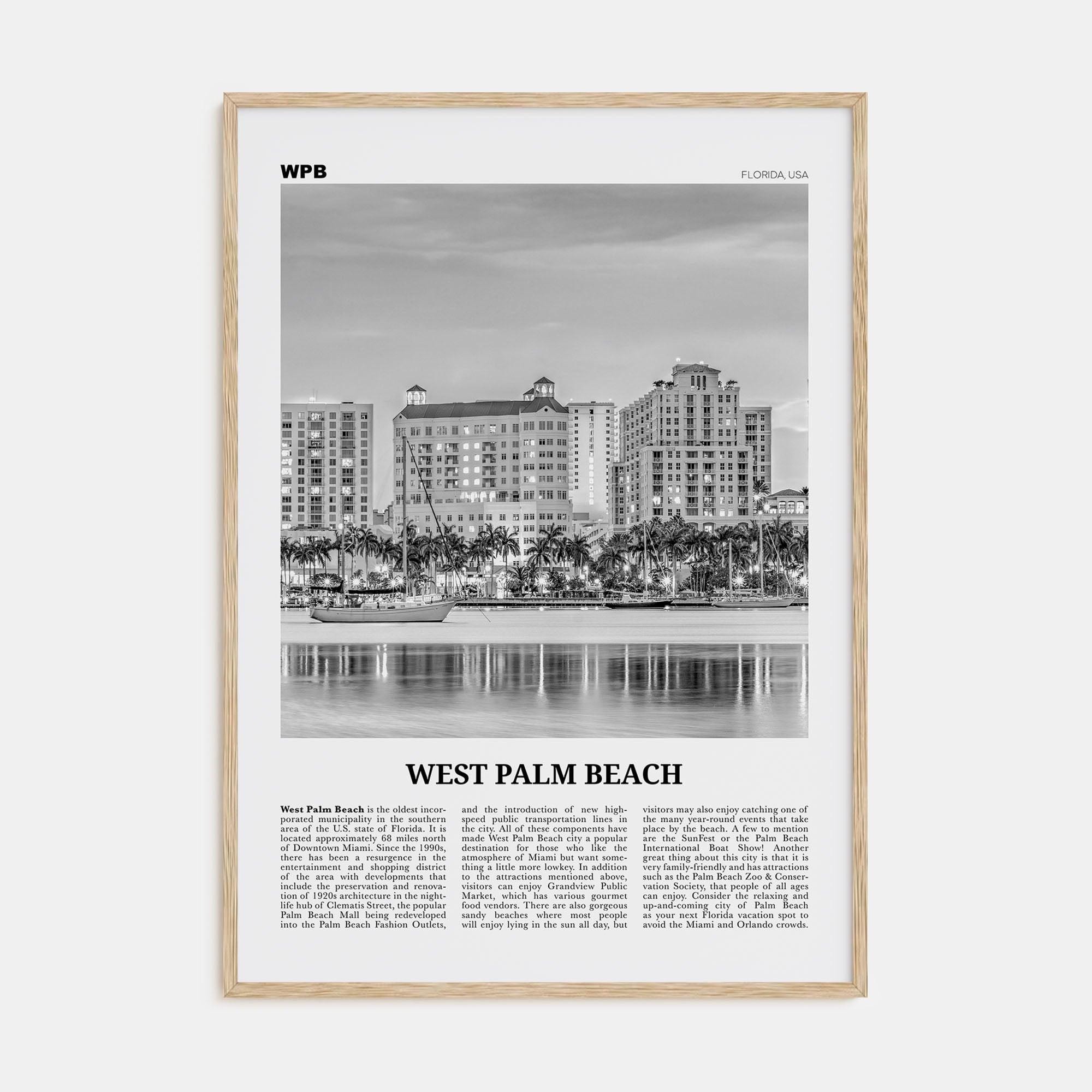 West Palm Beach Travel B&W No 2 Poster