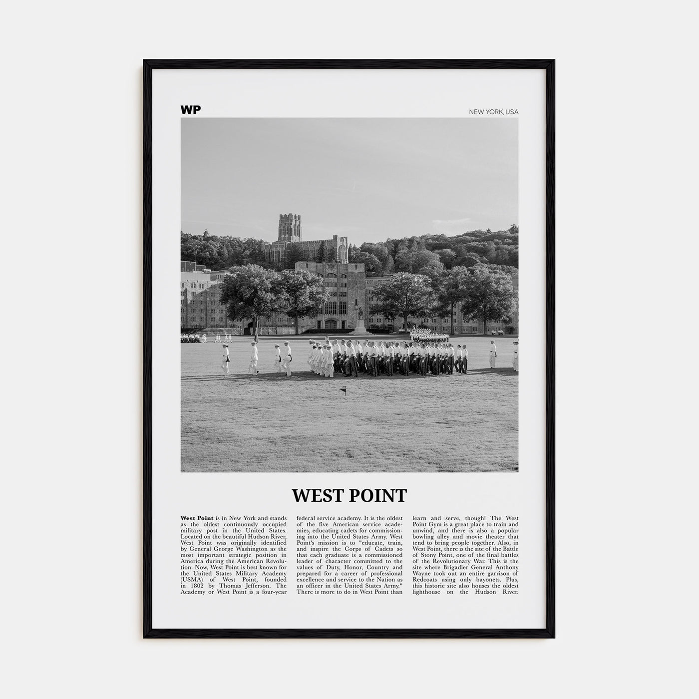 West Point Travel B&W Poster