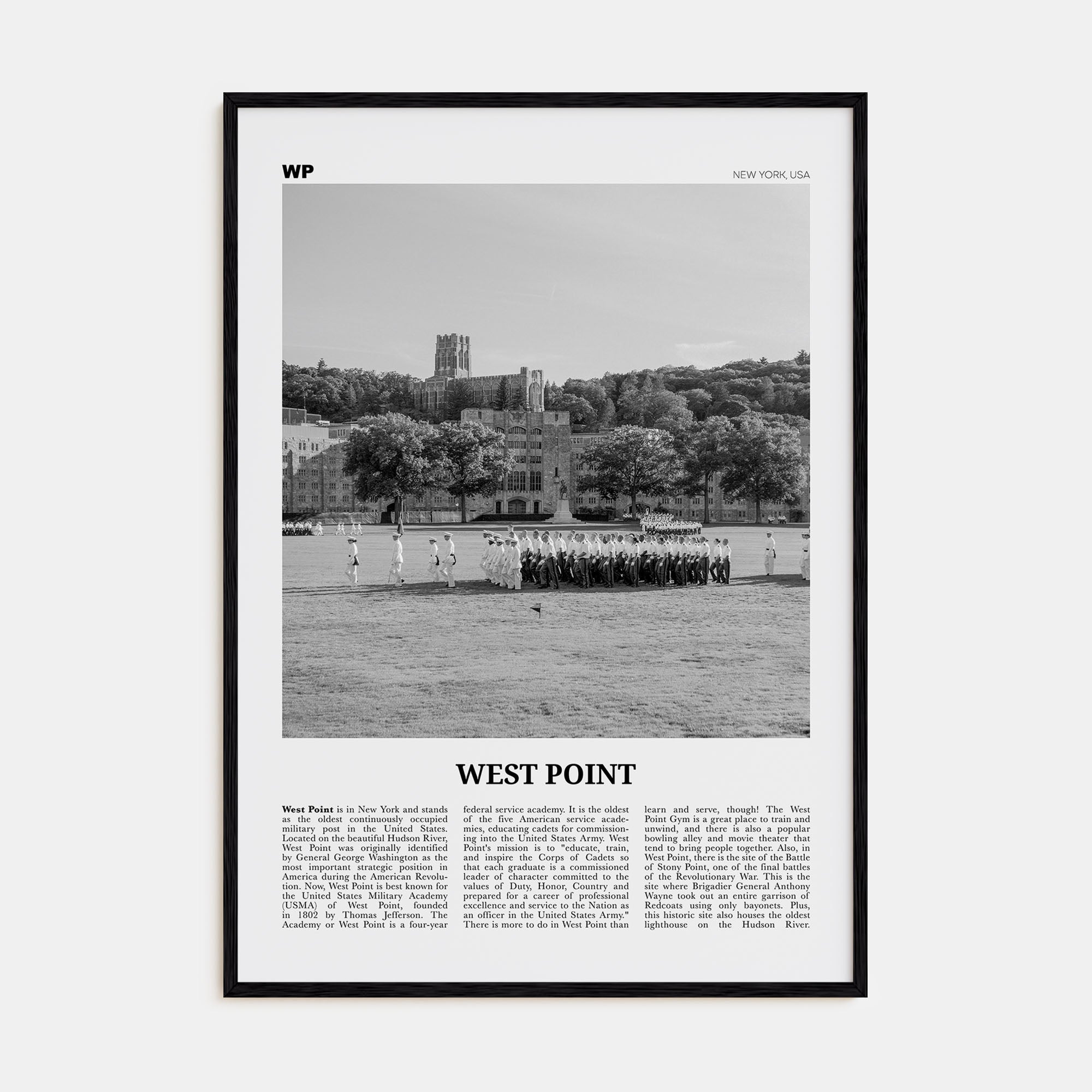 West Point Travel B&W Poster