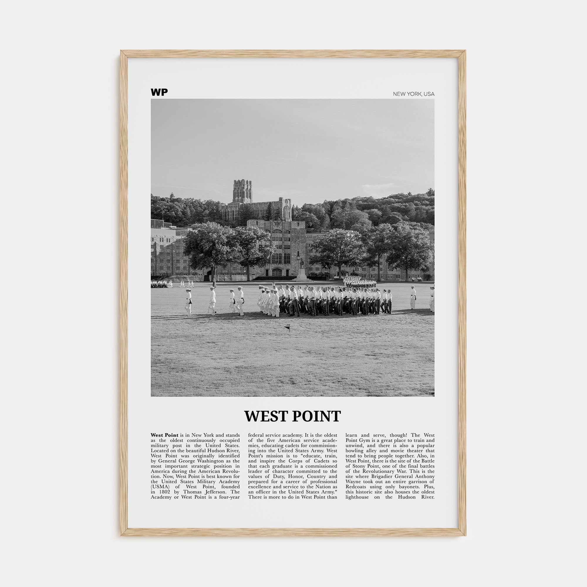 West Point Travel B&W Poster