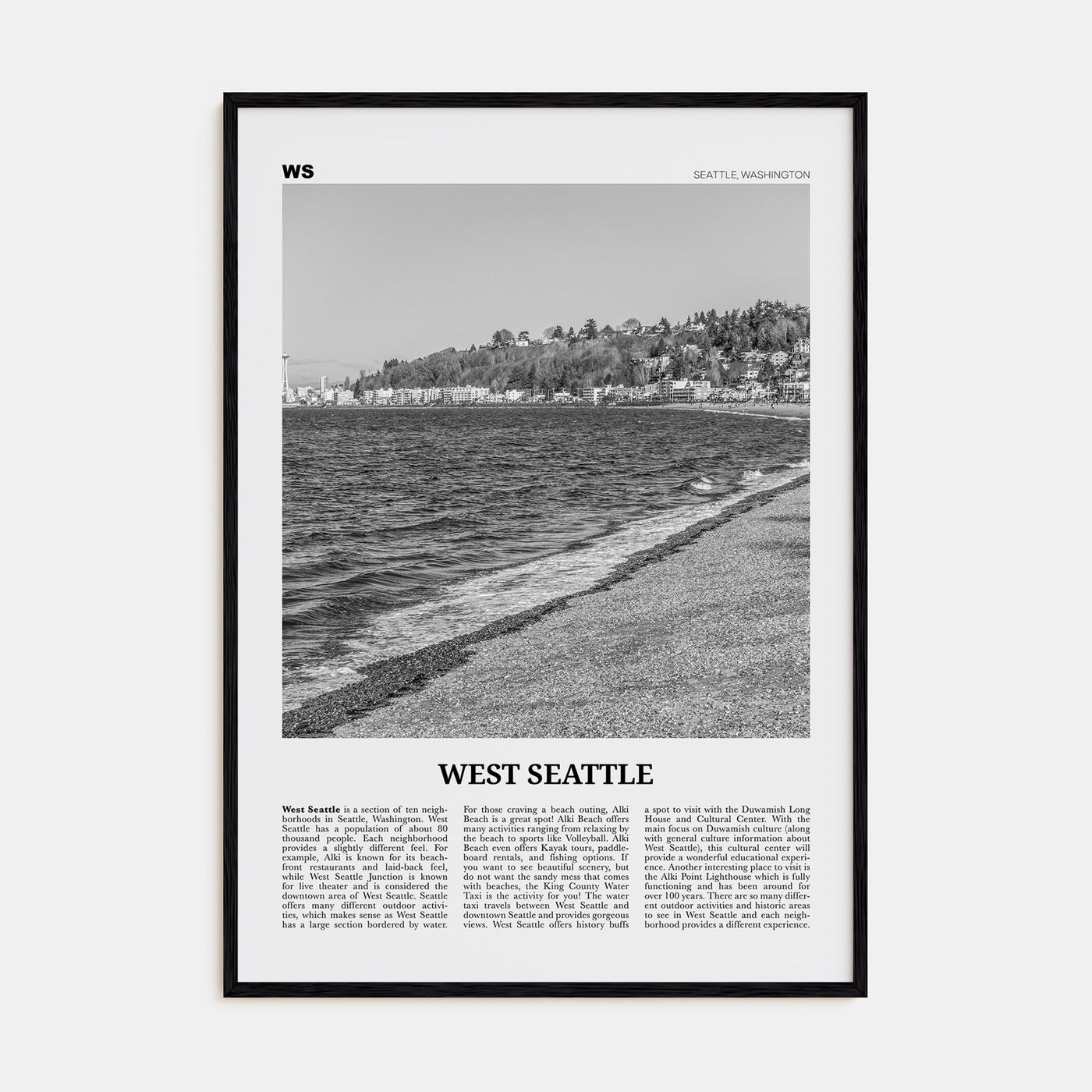 West Seattle Travel B&W Poster